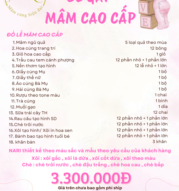 Mâm Cúng Cao Cấp Bé Gái 3.300.000đ