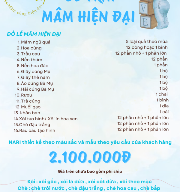 Mâm Cúng Hiện Đại Bé Trai 2.100.000 đ