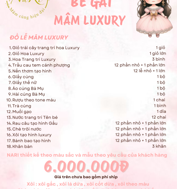 Mâm Cúng Luxury Bé Gái 6.000.000 đ 