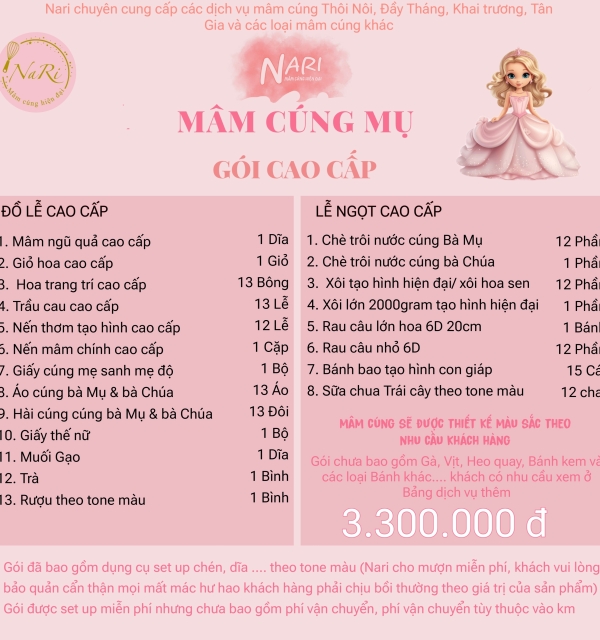 Mâm Cúng Cao Cấp Bé Gái 3.300.000đ