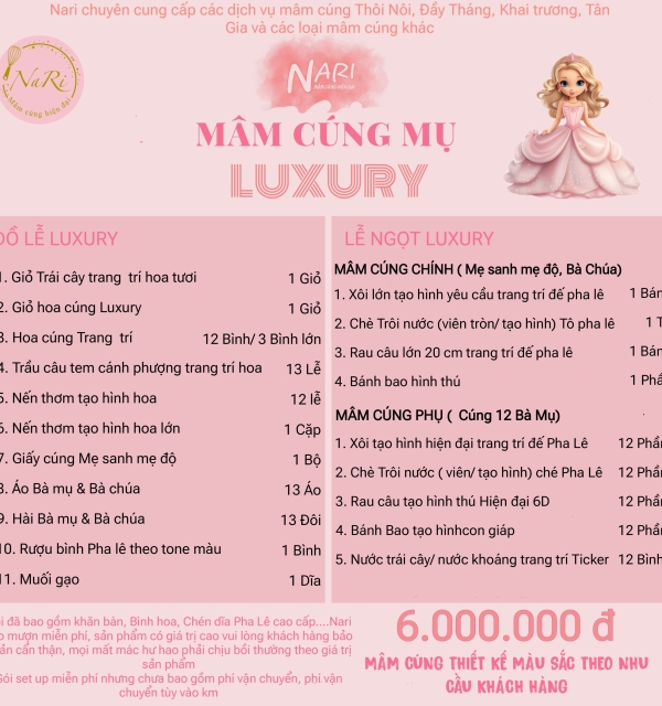 Mâm Cúng Luxury Bé Gái 6.000.000 đ 