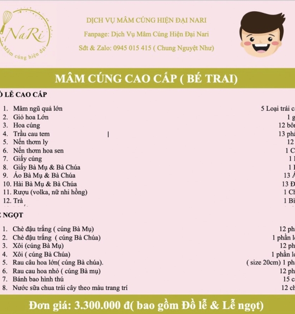 Mâm Cao Cấp Bé Trai 3.300.000 đ