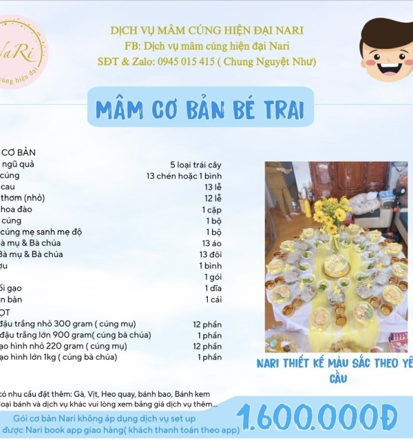 Mâm Cơ Bản Bé Trai 1.600.000 