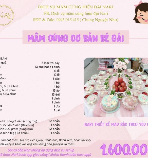 Mâm Cơ BẢn Bé Gái 1.600.000 đ a