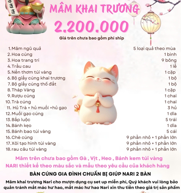 Mâm Cúng Khai Trương 2.200.000 đ 